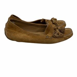J. Crew Fringe Trim Suede Brown Leather Loafers